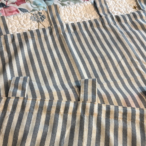 Blue and White Striped Tabbed Curtains - Picture 3 of 4